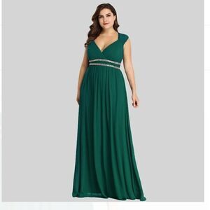 Emerald V-Neck Beading Prom Dress 10